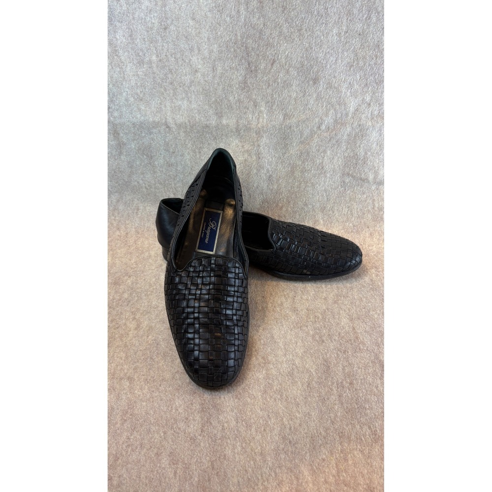 Bragano Made in Italy Mens Woven Leather Loafers Black Size 8 M C01154